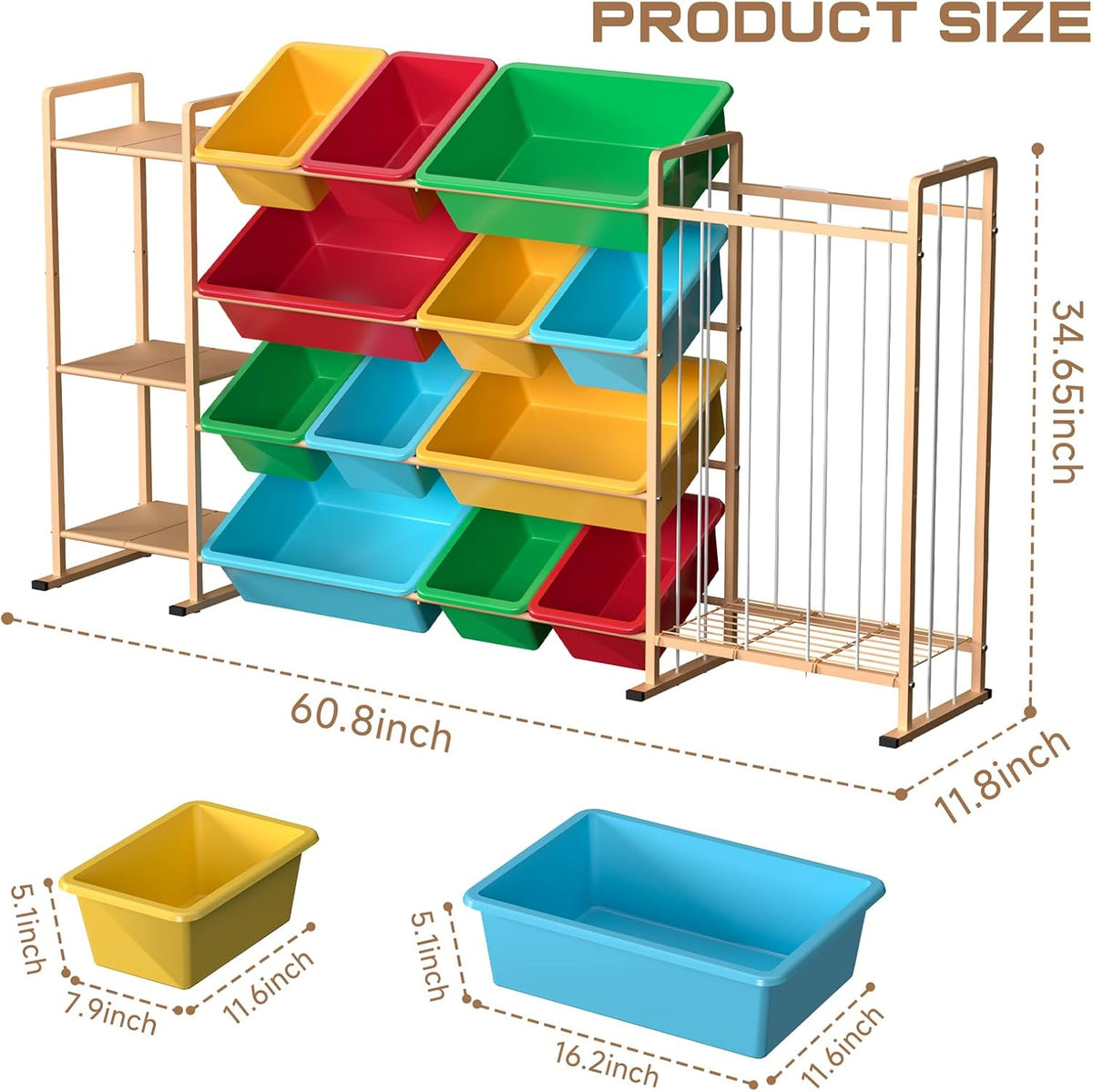 Toy Storage Organizer w Shelves, Bins, Stuffed Animal Storage & Organizer