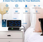 Peakeep Digital Alarm Clock for Bedroom Bedside, Large Display, USB Charger