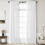 Nanspring White Extra Long Curtain 130 inches Long 2 Panels Set by Nanspring