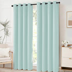 Yakamok Aqua Curtains 96 Inch Length Blackout Room Darkening Drapes Thermal - Image 2