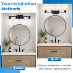 Ascher 4 Light Bathroom Light Fixture, Matte Black Bathroom Lighting Fixtures Over Mirror, Vanity Light with Clear Glass Shade, Wall Sconce for Living Room Bedroom Cabinet, E26 Base