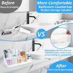 Bathroom Counter Organizer, Large White Silicone Toothbrush Holders for Bathrooms with 3PCS Qtip Holder, Bathroom Organizer Countertop Toothbrush and Toothpaste Holder for Makeup Organizer for Vanity