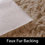Latepis Brown Beige 2x5 Washable Small Rug Faux Sheepskin Fur Rug Fluffy Shag - Image 3