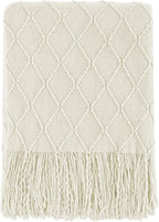 BOURINA Beige Throw Blanket 50x60 Inches Throw Textured Solid Soft Sofa Couch by BOURINA