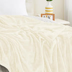 KMUSET Cream Fleece Blanket for Couch - Image 5