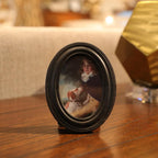 2.5x3.5 Vintage Oval Picture Frame, Small Antique Black Frame