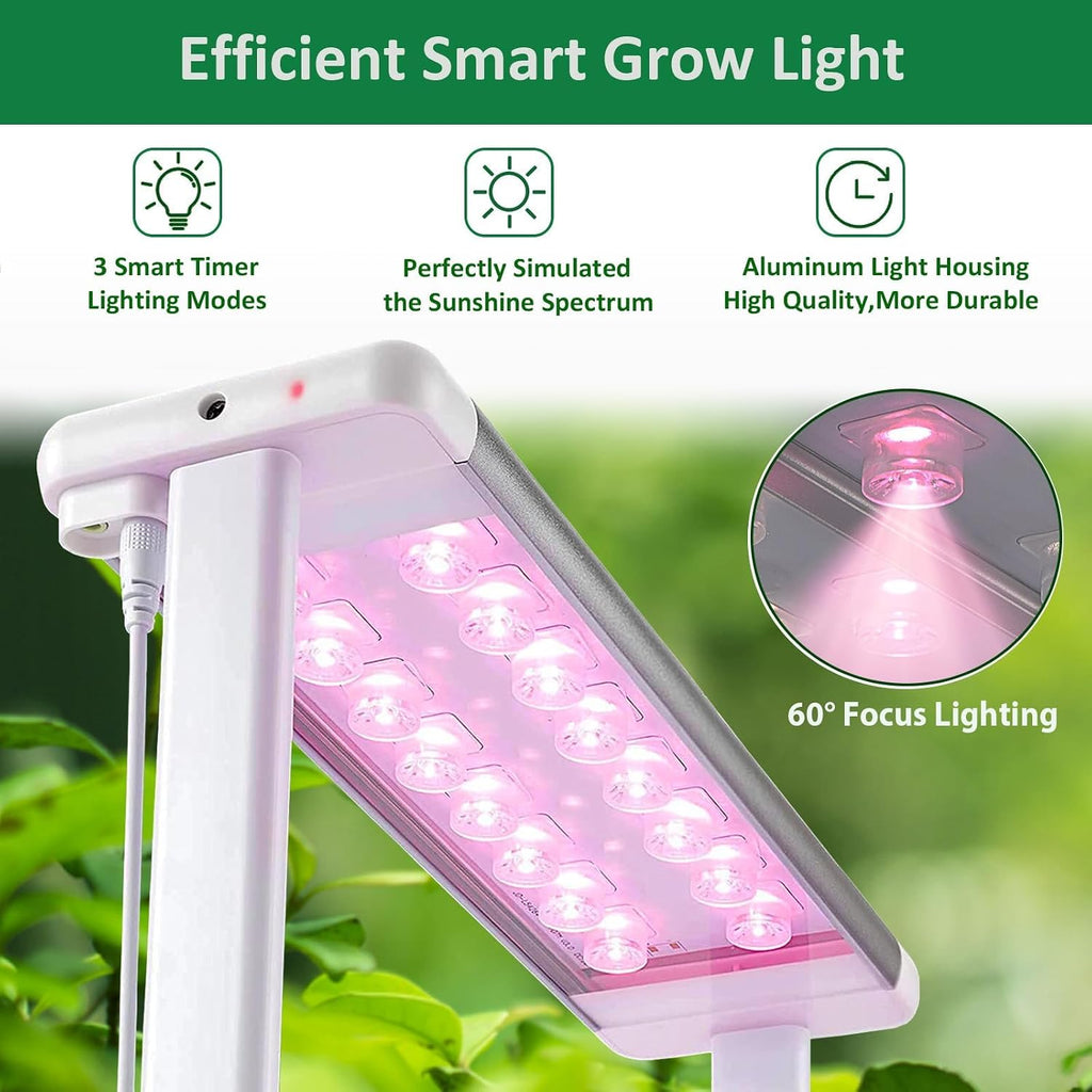 Tall Hydroponics Growing System kit with Height Adjustable Light & Trellis