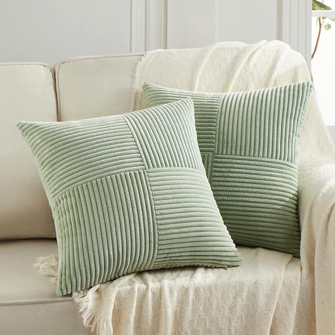 Fancy Homi 2 Packs Sage Green Samll Decorative Throw Pillow Covers 12x12 Inch by Fancy+Homi