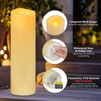 14" x 4" Large Outdoor Waterproof Candles with Timer Remote, 4 Pack