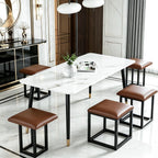 5 in 1 Nesting Leather Ottoman,Stylish Foot Stool with Wheels Living Room