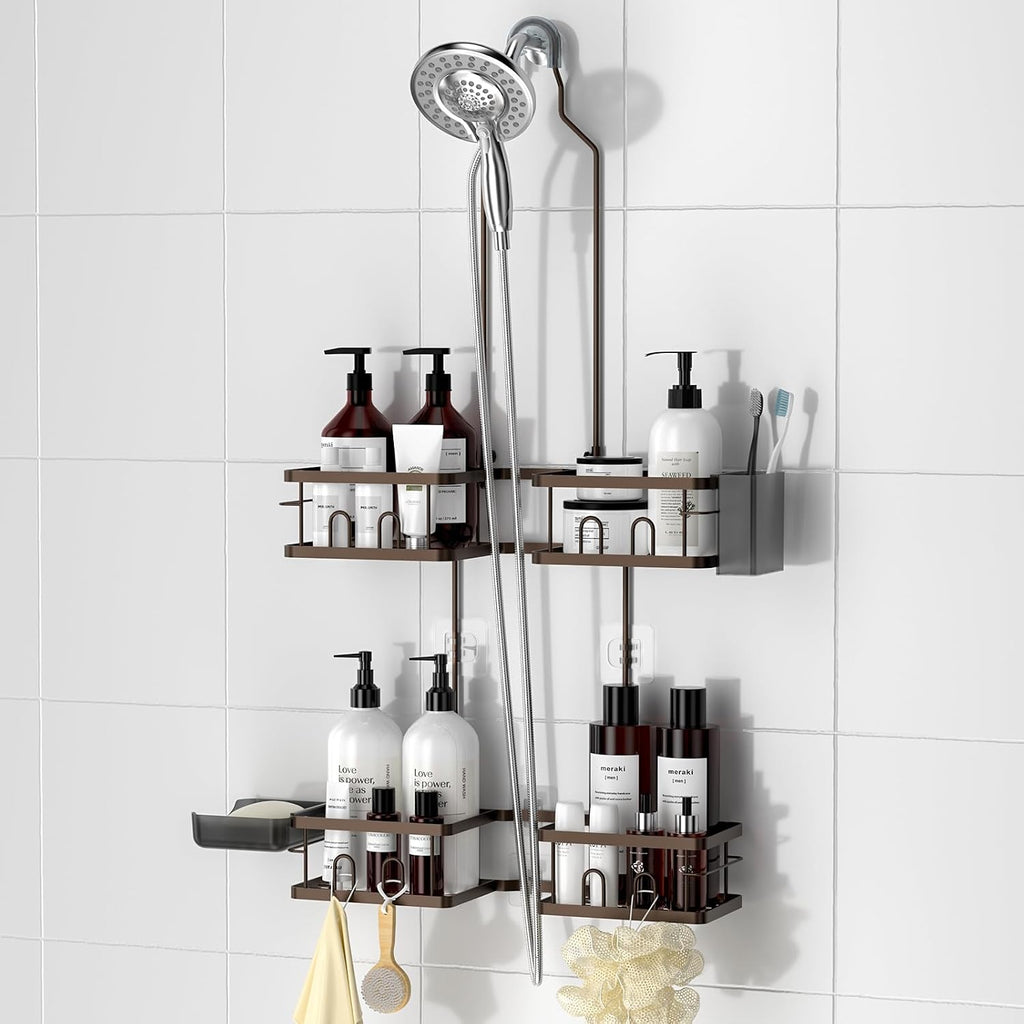 Adjustable Shower Caddy Hanging for Handheld Showerheads, Bronze