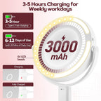 MOMOKUBA Makeup Mirror with Lights, 30X Magnifying & Height Adjustable, Lighted Magnifying Mirror with 3 Light Modes and Stepless Dimming, Vanity Mirrors for Bathroom, Birthday Gift for Women, White