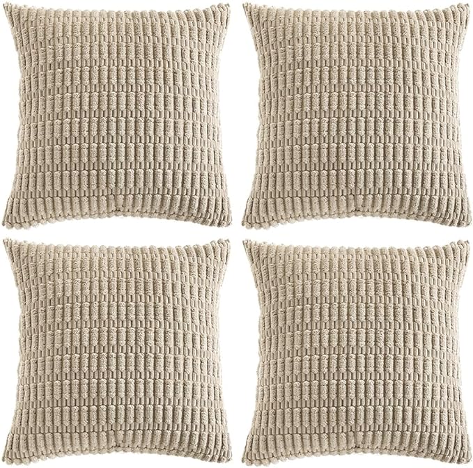 Fancy Homi 4 Packs Taupe Decorative Throw Pillow Covers 16x16 Inch by Fancy+Homi