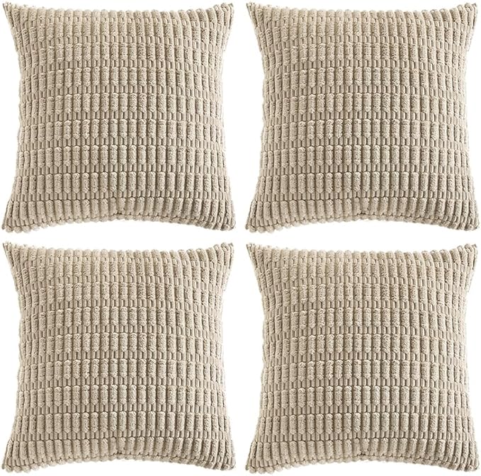 Fancy Homi 4 Packs Taupe Decorative Throw Pillow Covers 24x24 Inch by Fancy+Homi