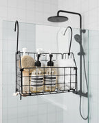 Large Rustproof Shower Caddy Hanging, 304 Stainless Steel Hanging Shower Organizer Basket for Bathroom & Bathtub, Over the Rod Shower Rack for Shampoo, Conditioner, Soap & Bath Accessories(Black)