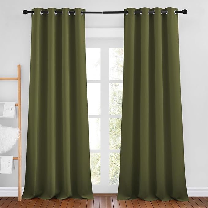 NICETOWN Olive Curtains 102 inches Long, Grommet Thermal Insulated Solid by NICETOWN