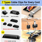 [261Pcs] Cable Management Kit, Cord Organizer, Complete Desk Cable Management Solution to Keep Desk Clean, Cable Organizer Accessories for Home Office Essentials, Black