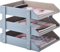 Leather Desk Organize Holder,3-Layer Stackable Letter Tray,Used to Store documents,Folders,Stationery,Magazines,Paper,and Other Home Office Supplies,Desk File Rack (Grey)