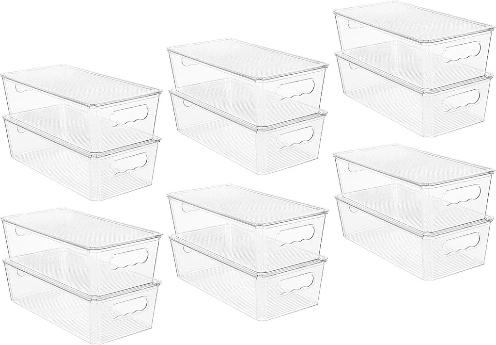 Vtopmart 12pcs Clear Stackable Storage Bins with Lids