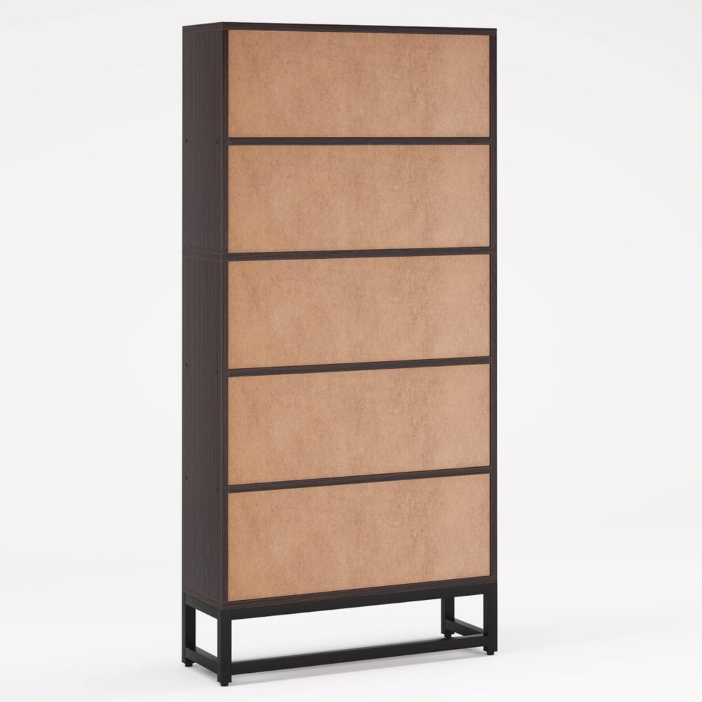 Tribesigns Tall Bookcase and Bookshelf, 70.8” Large Bookcases Organizer with 5-Tier Storage Shelves, Heavy Duty Free-Standing Library Bookshelf Shelving Unit for Living Room, Bedroom (Dark Walnut)