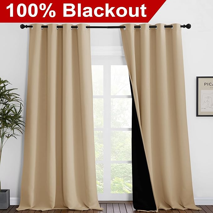 NICETOWN Thermal Insulated 100% Blackout Curtains, Noise Reducing Performance - Image 2