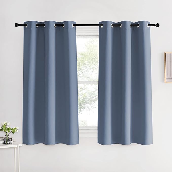 NICETOWN Kitchen Curtains Blackout Drapes, Stone Blue, Thermal Insulated by NICETOWN
