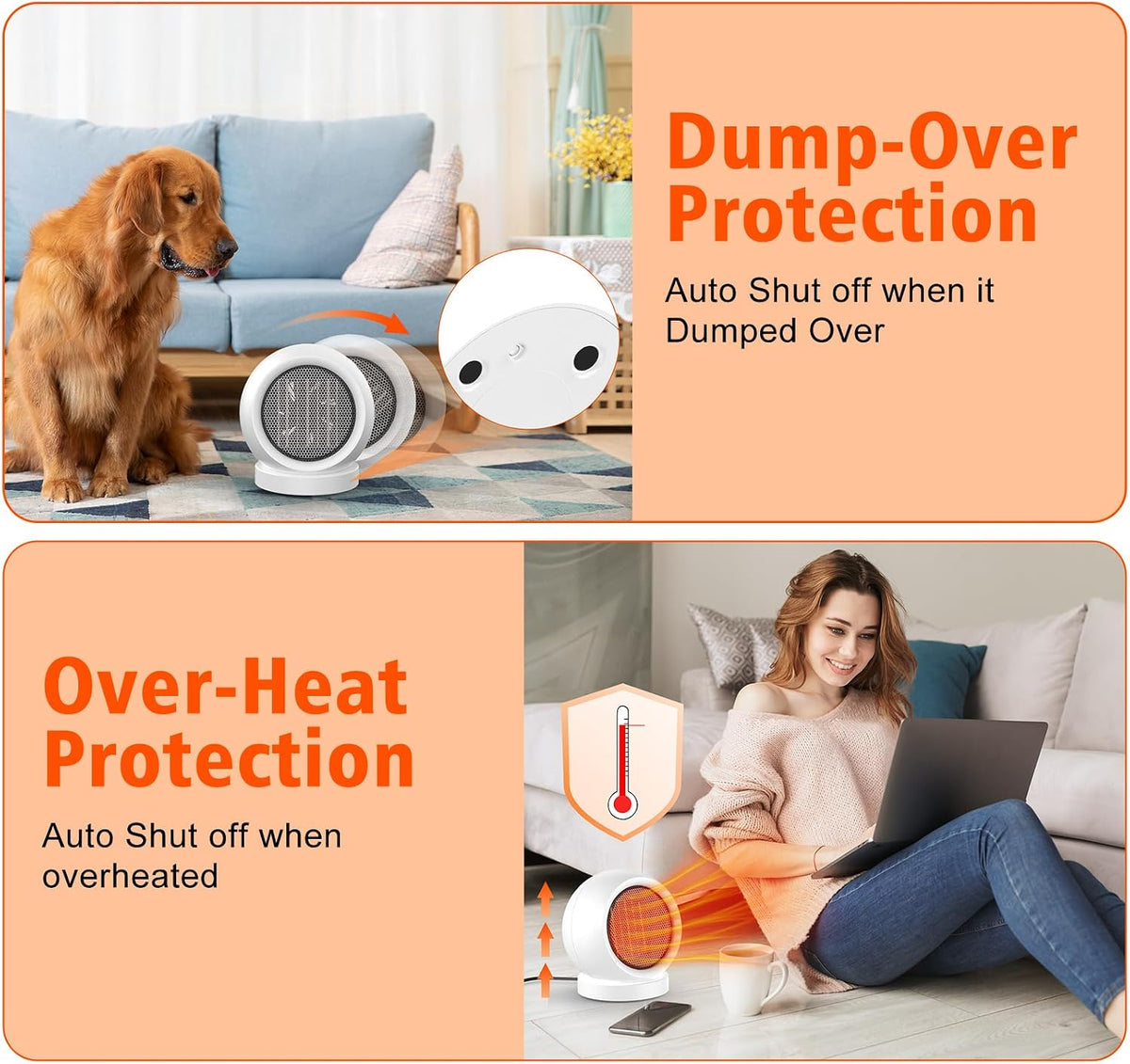 Space Heater, 600W Ceramic Desk Heater for Indoor Use, White