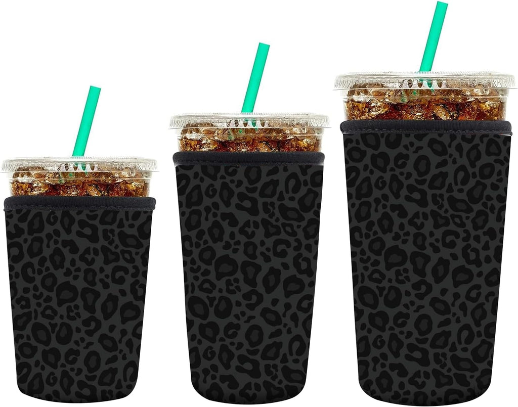 3 Pack Reusable Neoprene Insulator Sleeve for Iced Coffee Cups, Funny Coffee Cup Sleeves for 16-32oz Coffee cups, Cute Drink Sleeve for Cold Hot Beverages Boho Rainbow