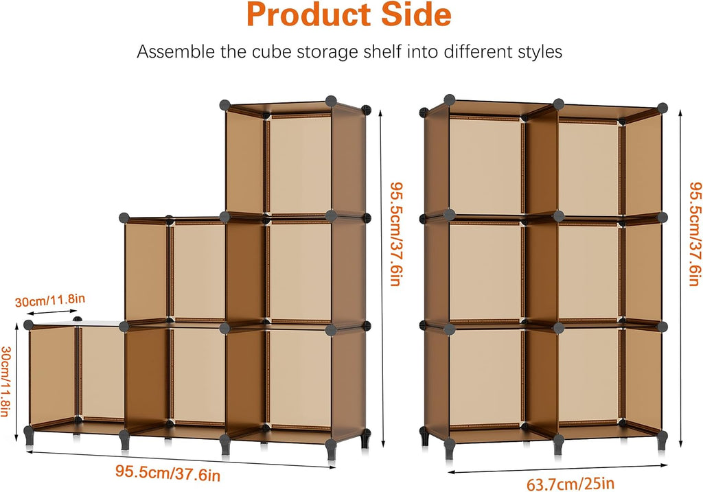 6-Cube Storage Organizer, Closet Organizer Storage Shelf Bookcase Bookshelf with Metal Hammer, Storage Cubes Organizer Cabinet for Kids, Closet, Bedroom, Bathroom, (11.8x11.8x11.8 inch)