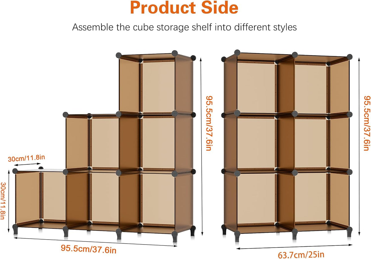 6-Cube Storage Organizer, Closet Organizer Storage Shelf Bookcase Bookshelf with Metal Hammer, Storage Cubes Organizer Cabinet for Kids, Closet, Bedroom, Bathroom, (11.8x11.8x11.8 inch)