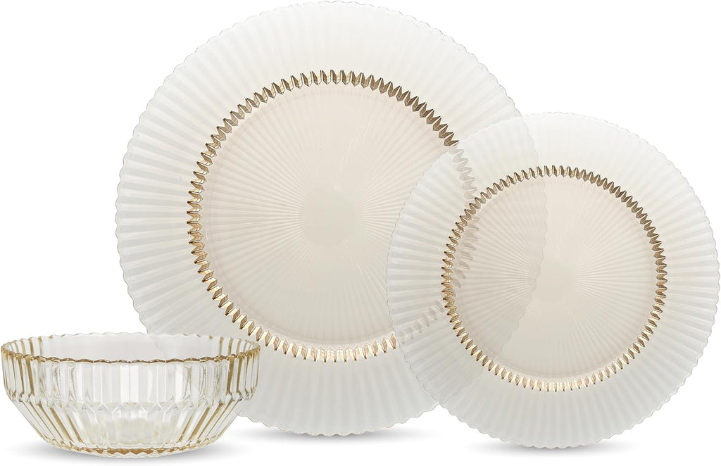 Fortessa Archie Glass 12 Piece Dinnerware Set (Service for 4), Cornflower Blue