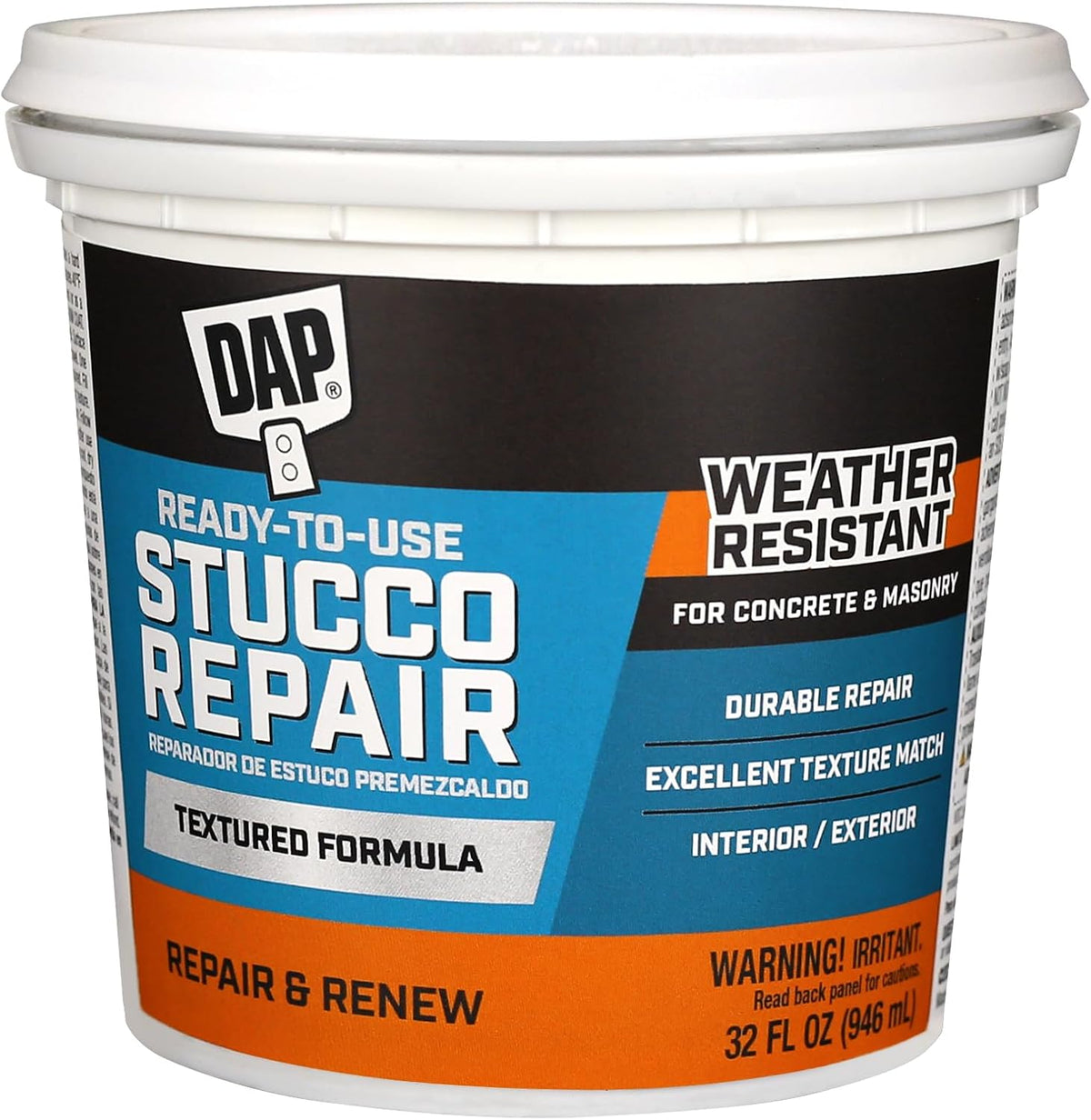 DAP All-Purpose Stucco Patch, White, 32 Oz (7079810504)