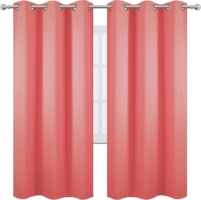 LEMOMO Coral Thermal Blackout Curtains/42 x 72 Inch/Set of 2 Panels Room by Lemomo