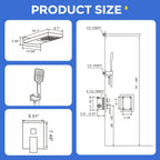 Waterfall Rainfall Shower Faucet Set, Matte Black