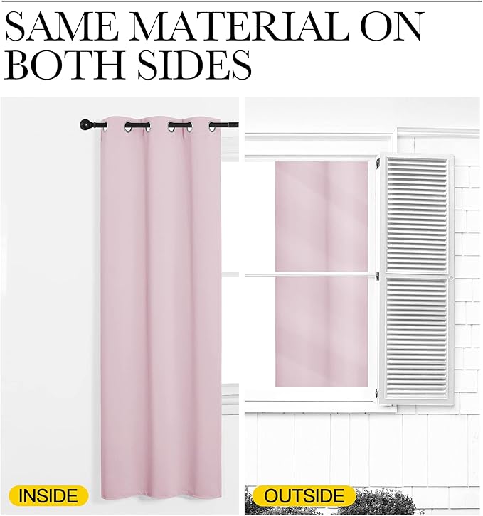 NICETOWN Baby Pink Blackout Curtains 90 inches Length - Image 5