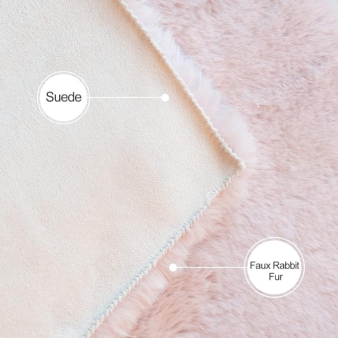 ORINOVA Pink Fuzzy Faux Washable Fluffy Fur Area Rugs - Image 5