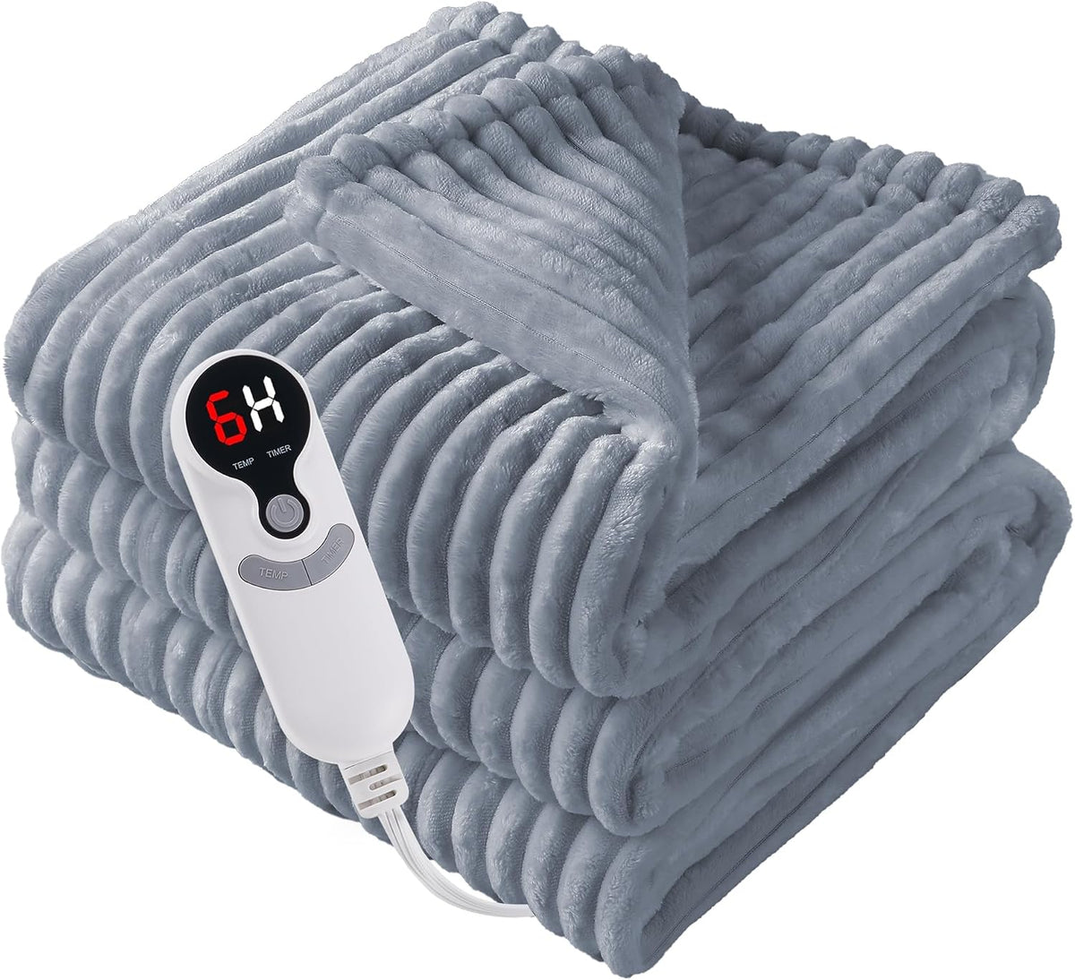 LUXIAN Electric Heated Blanket,Flannel,Full 72x84in,Grey, Thanksgiving