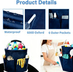 17L Foldable Storage Basket Cleaning Caddy with Handle Portable Multi Cleaning Bucket Bag for Home, Garden, Outdoor Camping (Blue)