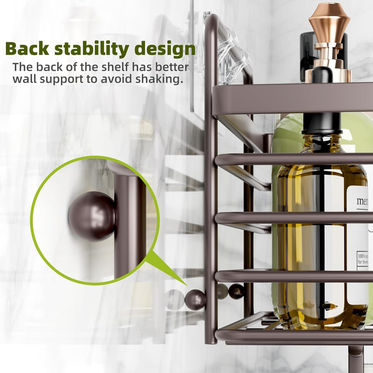 Yougai Shower Organizer with Soap Holder and Hooks, (Brown)