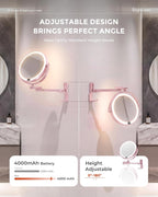 8" Wall Mounted lighted Makeup Mirror,Double Sided 1x/10x Magnifying Mirror