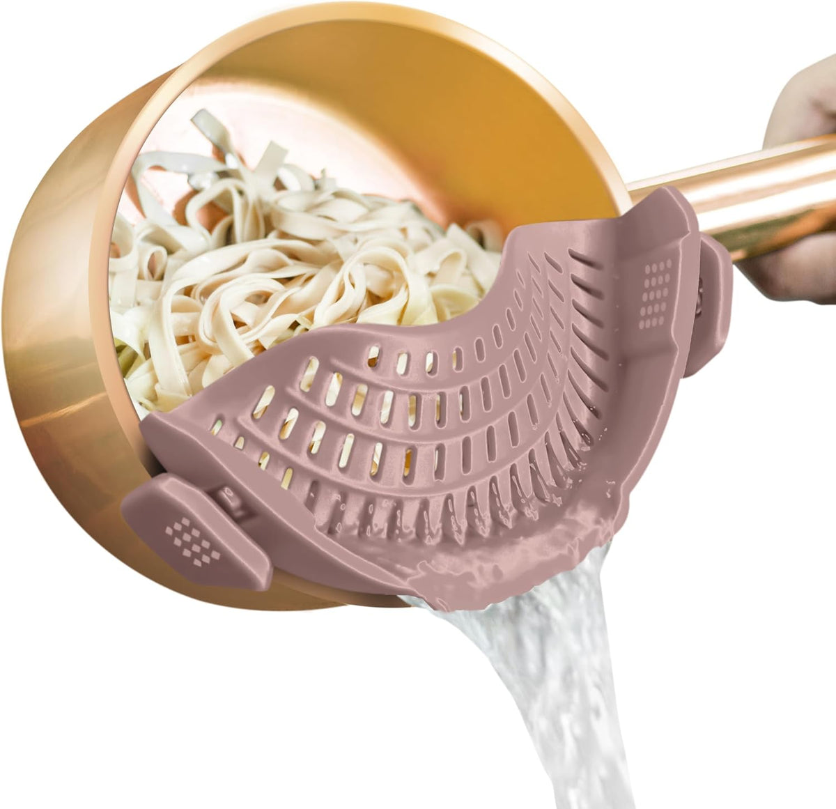 AUOON Clip On Strainer Silicone for All Pots, Standard 8.86 x 3.55in, Black