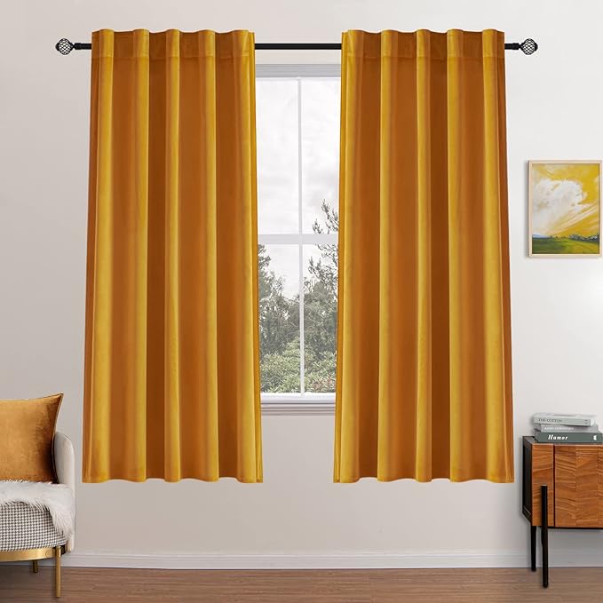 MIULEE Velvet Curtains 63 inch Length 2 Panels by MIULEE