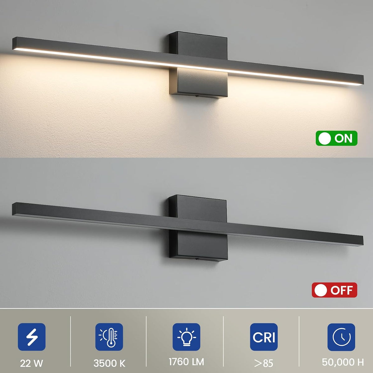 Epinl Black LED Vanity Light for Bathroom, 5CCT 32 inch Dimmable Bathroom Light Fixture Over Mirror, Modern Vanity Lighting Bar, Bath Wall Light for Bathroom Bedroom, ETL Certificated
