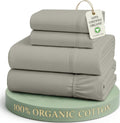 LANE LINEN King Bed Sheet Set 100% Organic Cotton 4pc Percale Soft - Silver
