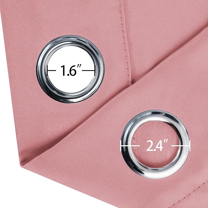 LEMOMO Blackout Curtains 66 x 54 Inch Long Pink Curtains Set of 2 Panels Room - Image 5