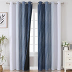 Estelar Textiler Navy Blue and Greyish White Blackout Curtains 108 Inches Long - Image 2
