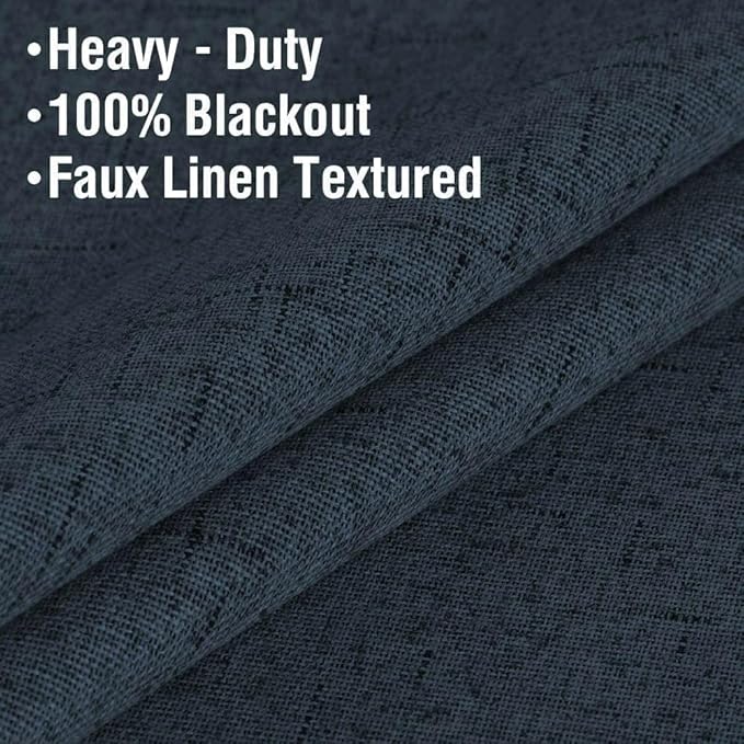 H.VERSAILTEX Primitive Linen Curtains 100% Blackout Curtain Drapes Burlap - Image 5
