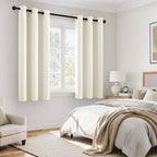 MIULEE Beige White 100% Blackout Curtains for Bedroom 40x63 Inch Long