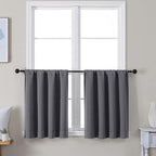 Simplebrand Ava Grey Short 24 Inches Blackout Curtain 2 Panels Set, Half Window by Simplebrand