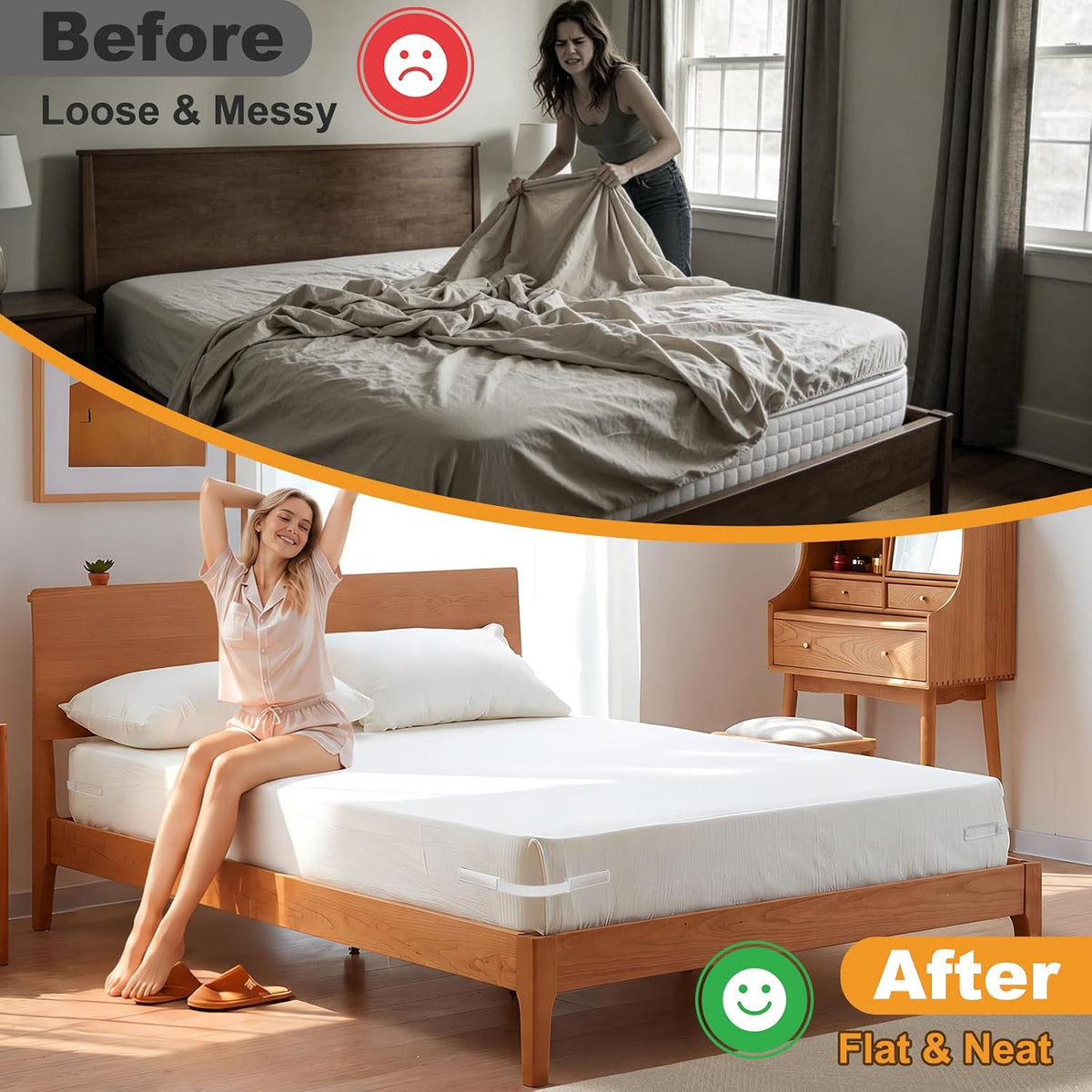 TRELC Bed Sheet Holders for Corners, 4PCS Fitted Sheet Holders with Tool